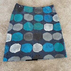 Ann Taylor Sz 2 Sequin Pencil Skirt Blue Polka Dot Party Glamour Y2K